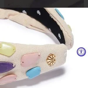 Lele Sadoughi Rainbow Pebble Knotted Headband Lele Sadoughi Pebble Mosaic Knotted Headband Pastel Rainbow  main image 4